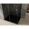 Mexen Omega Duschkabine Schiebetür 100 x 80 cm, Graphit, Chrom + Duschwanne Flat, Schwarz - 825-100-080-01-40-4070