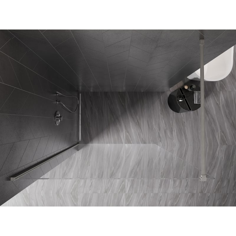 Mexen Kioto-X Duschwand Walk-in 110 x 200 cm, Transparent 10 mm, Gebürsteter Nickel - 800-110-101-97-00-X