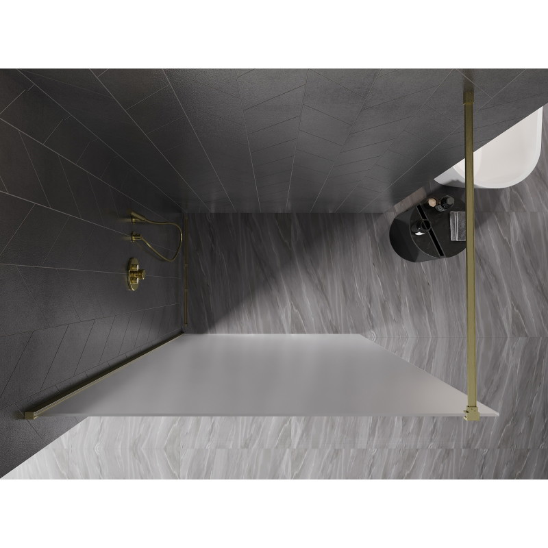 Mexen Kioto-X Duschwand Walk-in 50 x 200 cm, matt 10 mm, gold gebürstet - 800-050-101-55-30-X