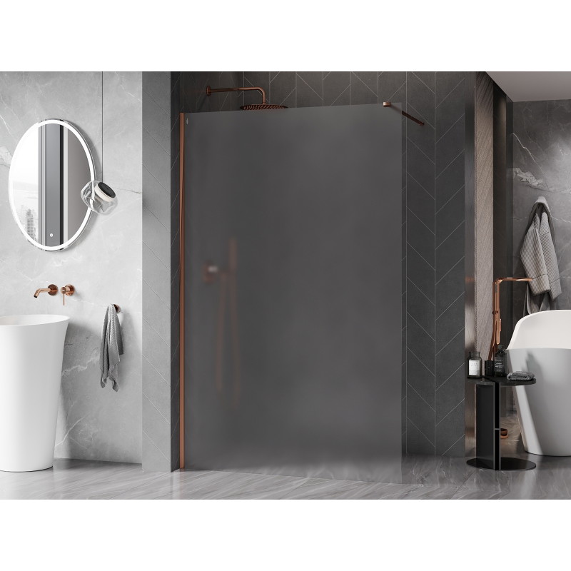 Mexen Kioto-X Duschwand Walk-in 110 x 200 cm, Milchglas 10 mm, Roségold - 800-110-101-60-30-X