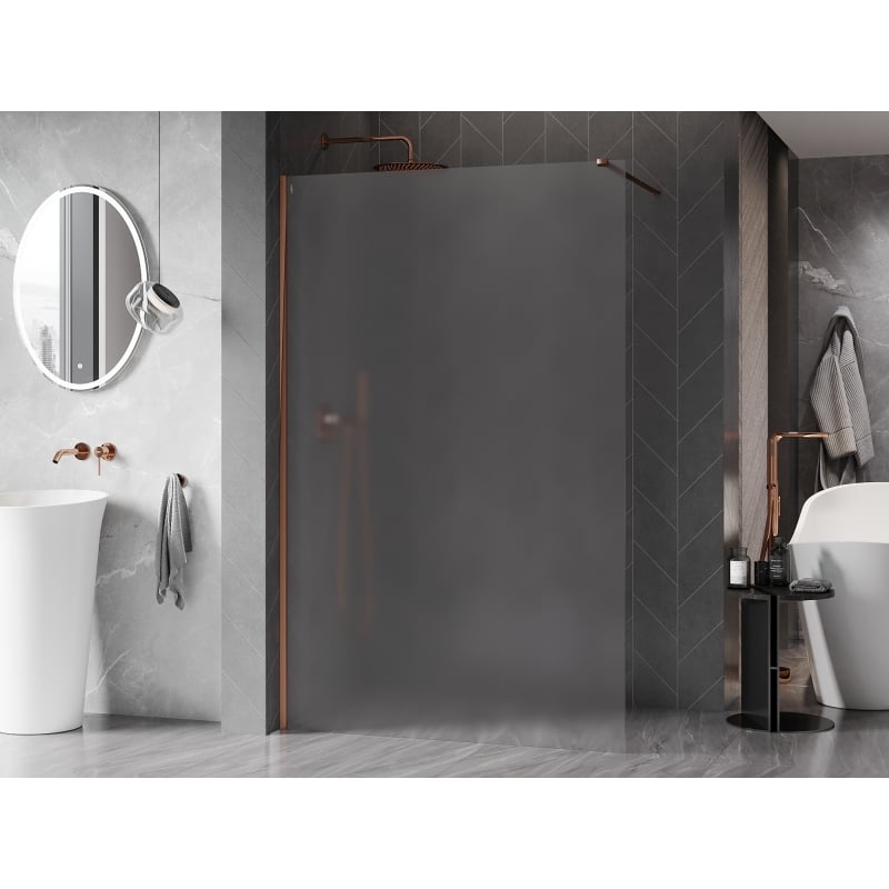 Mexen Kioto-X Duschwand Walk-in 160 x 200 cm, mattiert 10 mm, Roségold - 800-160-101-60-30-X