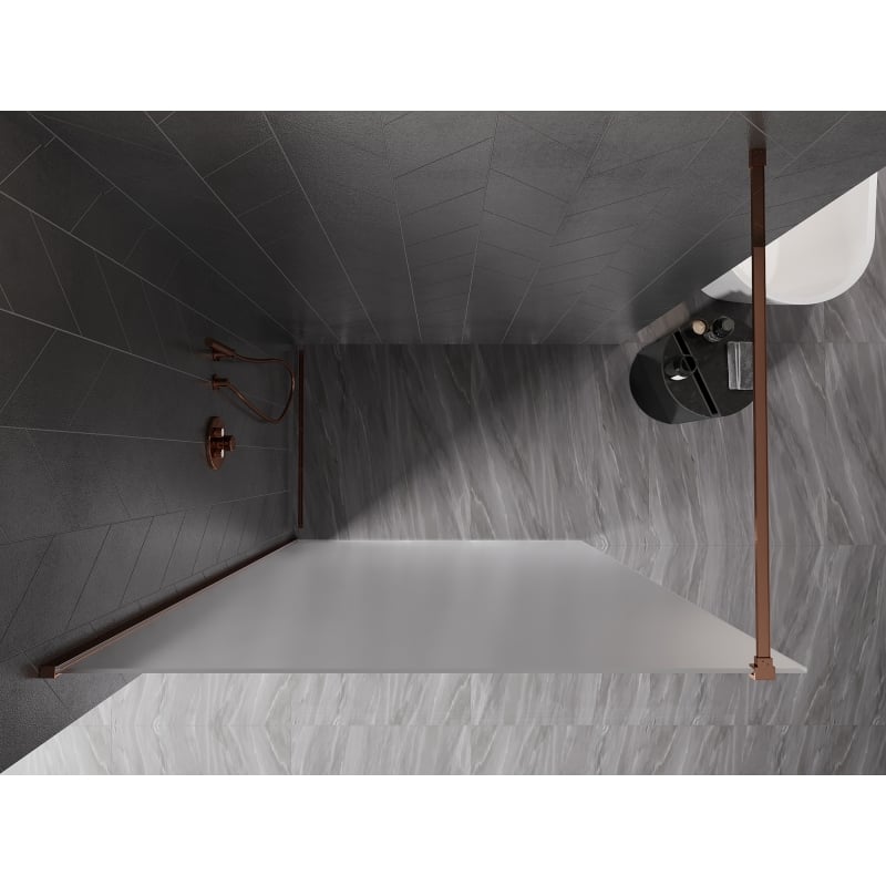 Mexen Kioto-X Duschwand Walk-in 160 x 200 cm, mattiert 10 mm, Roségold - 800-160-101-60-30-X
