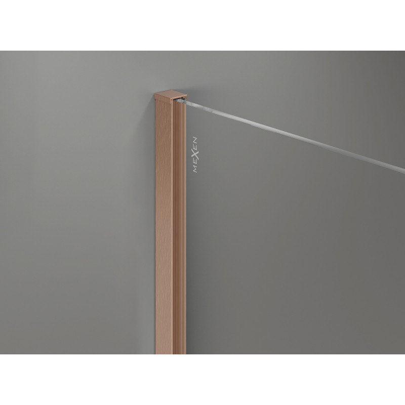 Mexen Kioto-X Duschwand Walk-in 60 x 200 cm, geeist 10 mm, gebürstetes Kupfer - 800-060-101-65-30-X