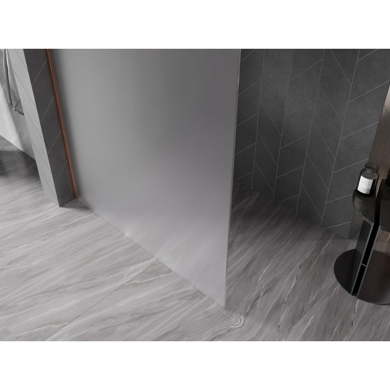 Mexen Kioto-X Duschwand Walk-in 100 x 200 cm, satiniert 10 mm, gebürstetes Kupfer - 800-100-101-65-30-X