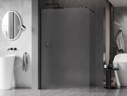 Mexen Kioto-X Duschwand Walk-in 150 x 200 cm, Frost 10 mm, schwarz - 800-150-101-70-30-X