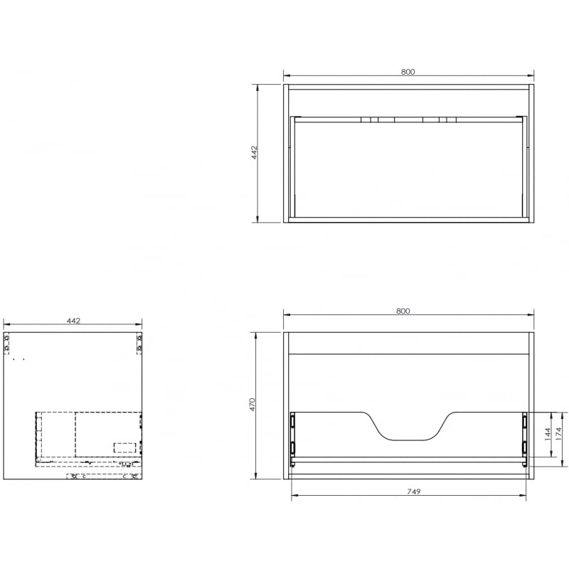 Mexen Box-A Unterschrankkorpus 80 cm, 1 Schublade, weiß glänzend - 91AX0-0800-470-1-00