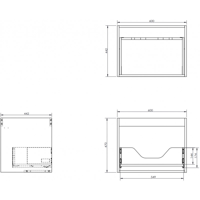 Mexen Box-A Unterschrankkorpus 60 cm, 1 Schublade, weiß matt - 91AX0-0600-470-1-01