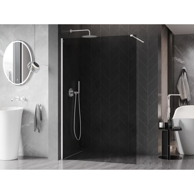 Mexen Kioto-X Duschwand Walk-in 50 x 200 cm, Graphit 10 mm, Weiß - 800-050-101-20-40-X