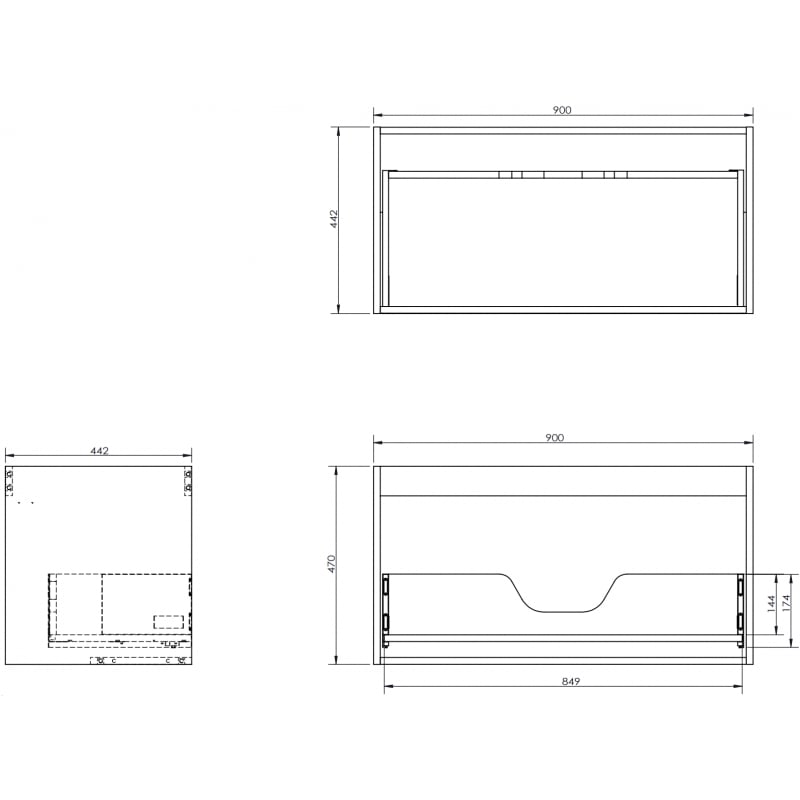 Mexen Box-A Korpus Waschbeckenschrank 90 cm, 1 Schublade, Weiß Matt - 91AX0-0900-470-1-01