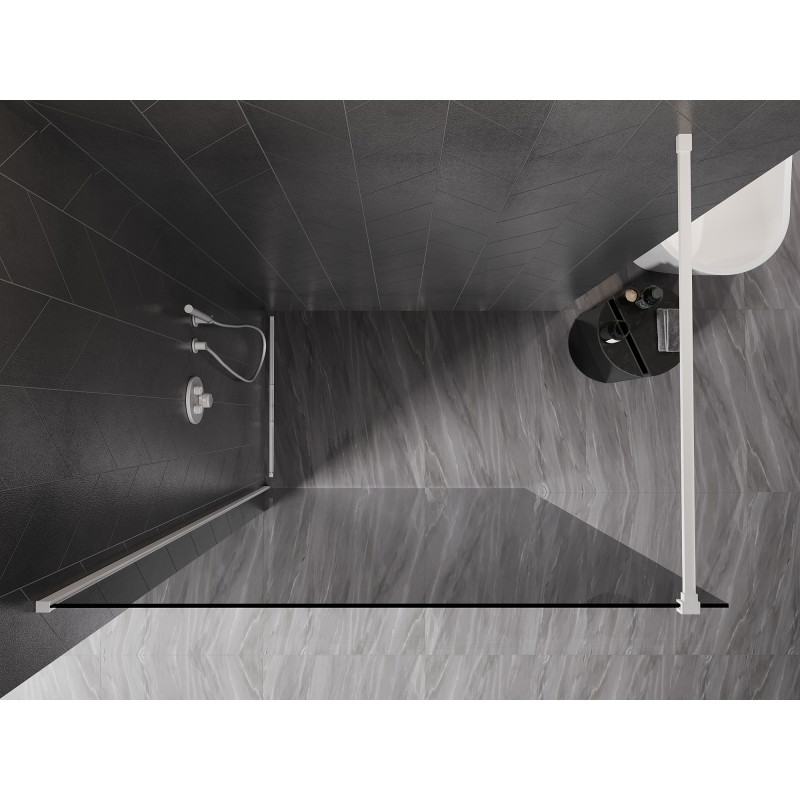 Mexen Kioto-X Duschwand Walk-in 70 x 200 cm, Graphit 10 mm, Weiß - 800-070-101-20-40-X
