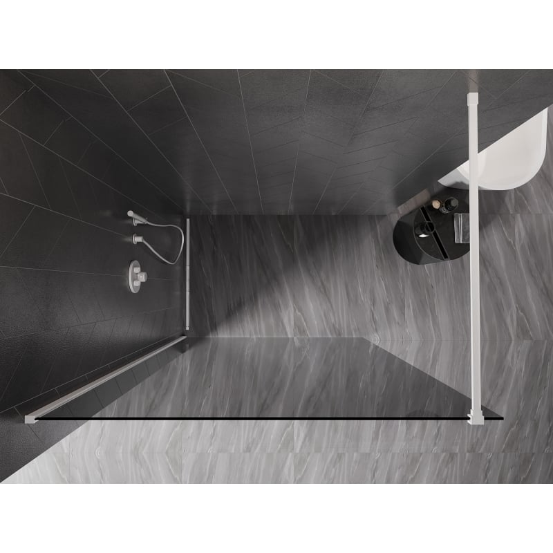 Mexen Kioto-X Duschwand Walk-in 80 x 200 cm, grafit 10 mm, weiß - 800-080-101-20-40-X