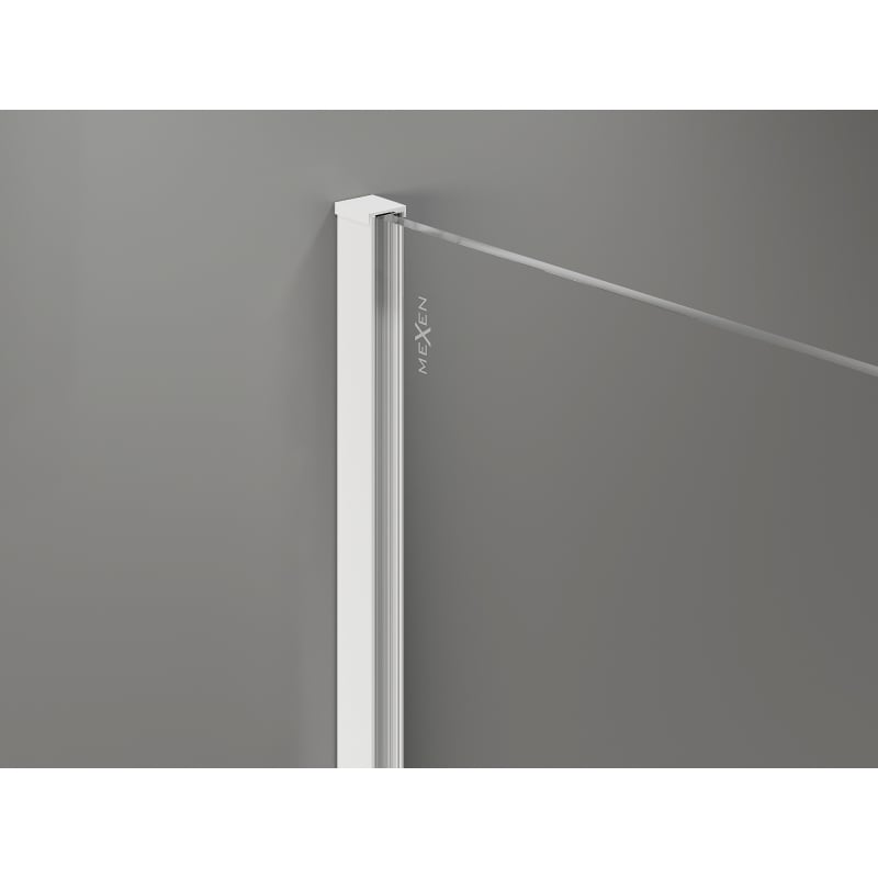 Mexen Kioto-X Duschwand Walk-in 130 x 200 cm, Grafit 10 mm, Weiß - 800-130-101-20-40-X