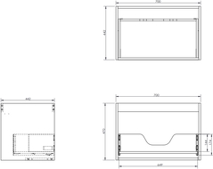 Mexen Box-A Waschtischunterschrank 70 cm, 1 Schublade, graumatt - 91AX0-0700-470-1-62