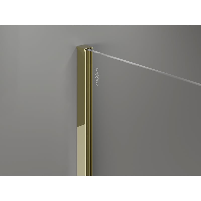 Mexen Kioto-X Duschwand Walk-in 150 x 200 cm, Graphit 10 mm, Gold - 800-150-101-50-40-X