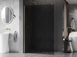 Mexen Kioto-X Walk-in Duschwand 70 x 200 cm, grafit 10 mm, gold gebürstet - 800-070-101-55-40-X