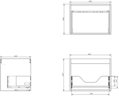 Mexen Box-A Korpus Unterschrank 60 cm, 1 Schublade, Graphit Matt - 91AX0-0600-470-1-66