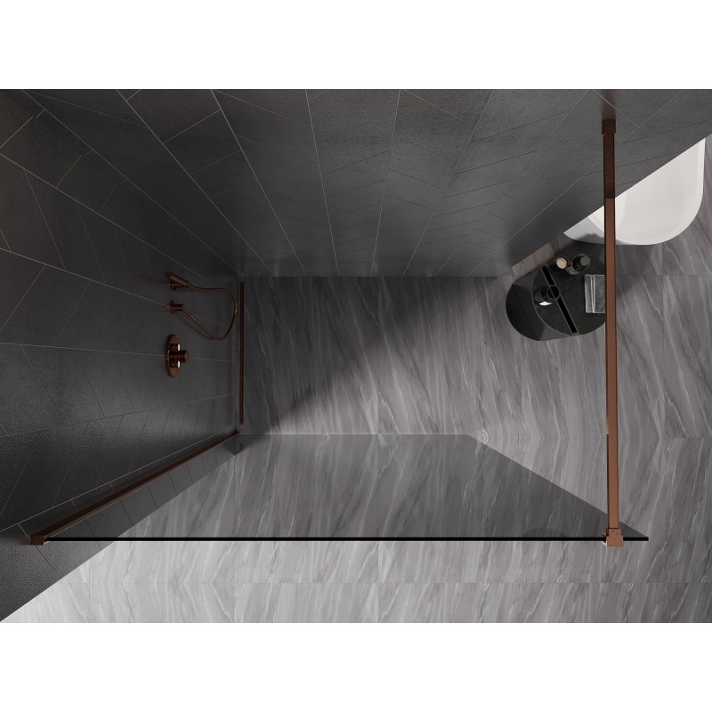 Mexen Kioto-X Duschwand Walk-in 100 x 200 cm, grafit 10 mm, roségold - 800-100-101-60-40-X