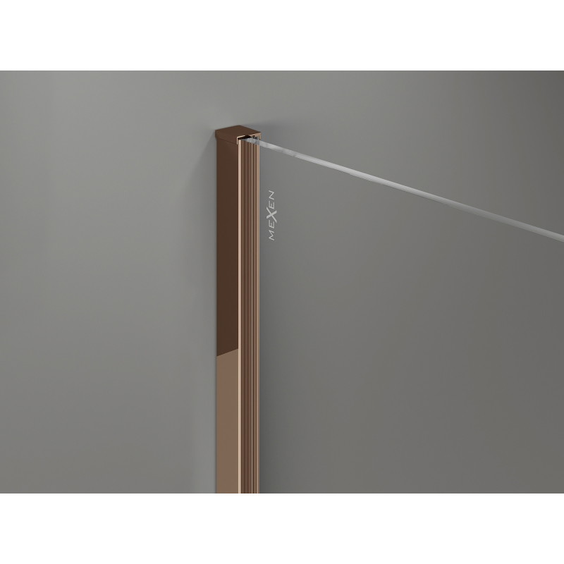 Mexen Kioto-X Duschwand Walk-in 120 x 200 cm, Graphit 10 mm, Roségold - 800-120-101-60-40-X