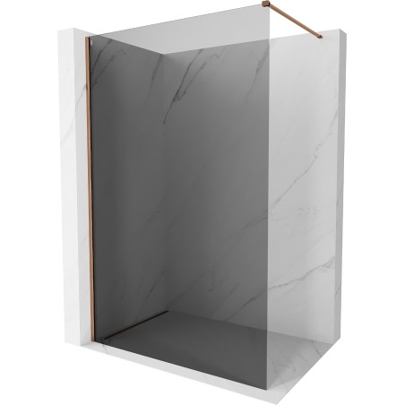 Mexen Kioto-X Duschwand Walk-in 130 x 200 cm, Graphit 10 mm, Roségold - 800-130-101-60-40-X