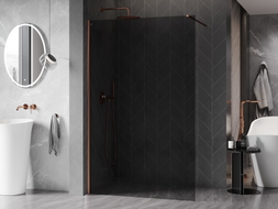 Mexen Kioto-X Duschwand Walk-in 160 x 200 cm, Graphit 10 mm, Roségold - 800-160-101-60-40-X