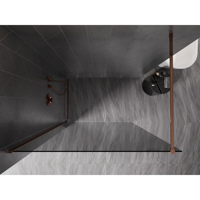 Mexen Kioto-X Duschwand Walk-in 160 x 200 cm, Graphit 10 mm, Roségold - 800-160-101-60-40-X