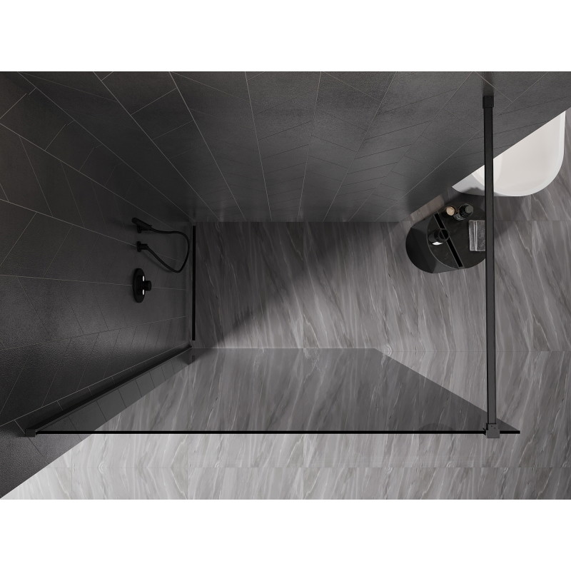 Mexen Kioto-X Duschwand Walk-in 60 x 200 cm, Grafit 10 mm, Gun Gray gebürstet - 800-060-101-66-40-X