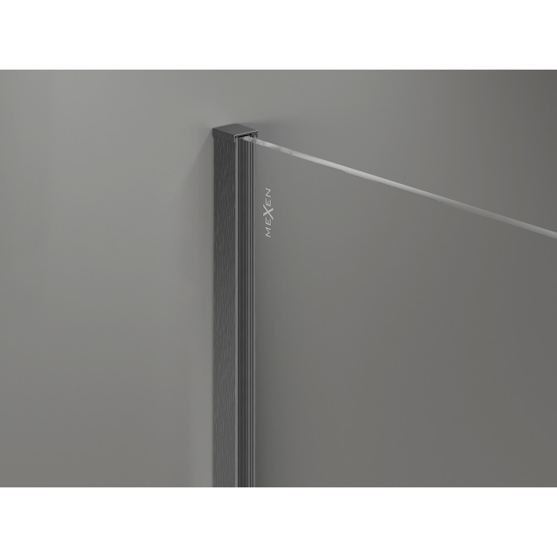 Mexen Kioto-X Duschwand Walk-in 60 x 200 cm, Grafit 10 mm, Gun Gray gebürstet - 800-060-101-66-40-X