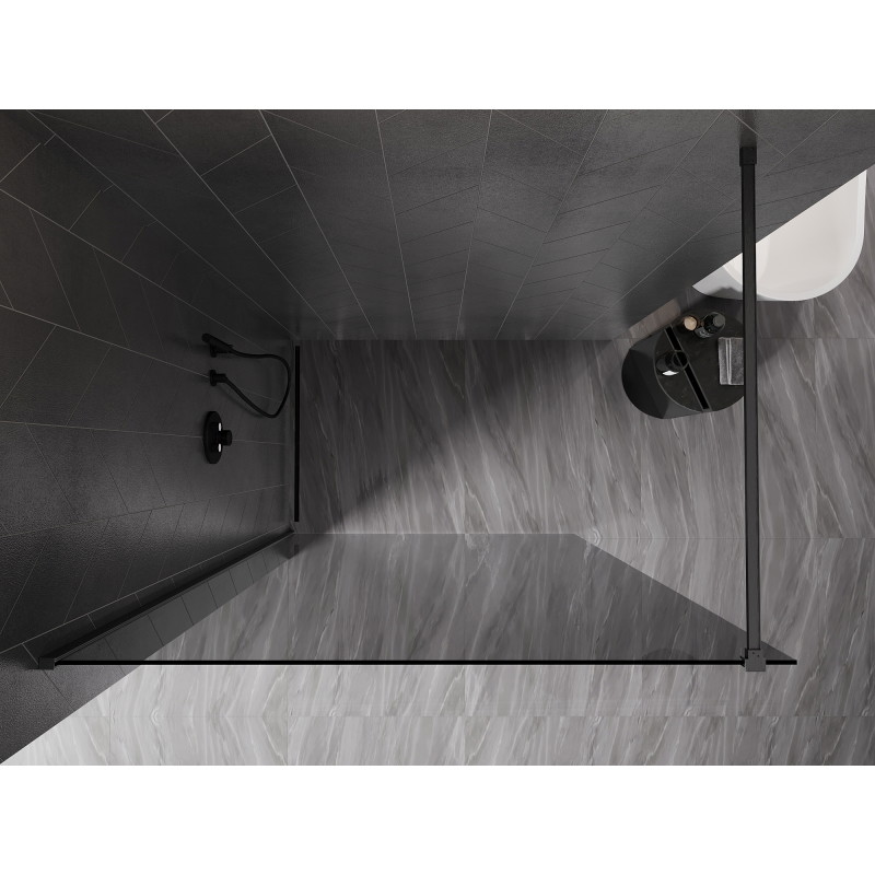 Mexen Kioto-X Duschwand Walk-in 90 x 200 cm, Graphit 10 mm, gebürstet Gun Gray - 800-090-101-66-40-X
