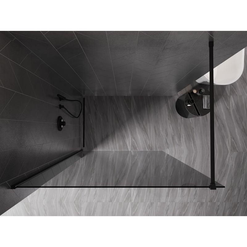 Mexen Kioto-X Duschwand Walk-in 50 x 200 cm, Graphit 10 mm, schwarz - 800-050-101-70-40-X