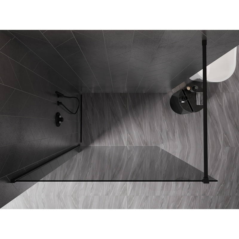Mexen Kioto-X Duschwand Walk-in 140 x 200 cm, graphit 10 mm, schwarz - 800-140-101-70-40-X