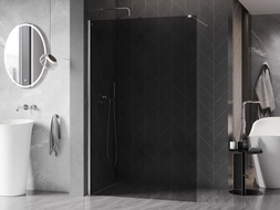 Mexen Kioto-X Duschwand Walk-in 80 x 200 cm, Graphit 10 mm, Gebürsteter Nickel - 800-080-101-97-40-X