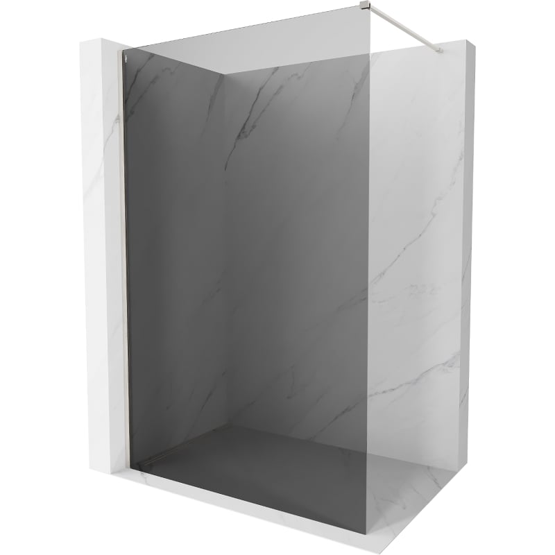 Mexen Kioto-X Duschwand Walk-in 130 x 200 cm, Graphit 10 mm, gebürsteter Nickel - 800-130-101-97-40-X