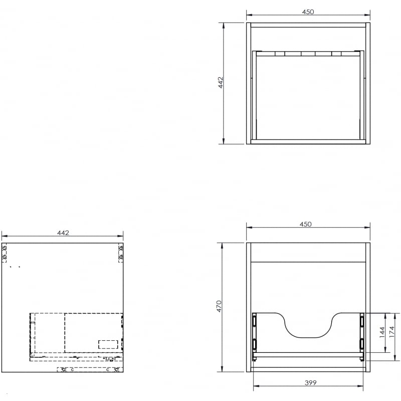 Mexen Box-A Korpus des Waschtischunterschranks 45 cm, 1 Schublade, Eiche - 91AX0-0450-470-1-81