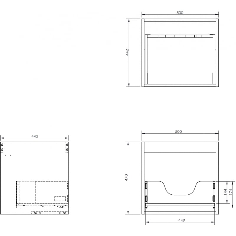 Mexen Box-A Korpus des Waschbeckenunterschranks 50 cm, 1 Schublade, Eiche - 91AX0-0500-470-1-81
