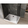 Mexen Omega Schiebetür-Duschkabine 100 x 90 cm, Graphit, Chrom + Duschwanne Flat, Weiß - 825-100-090-01-40-4010