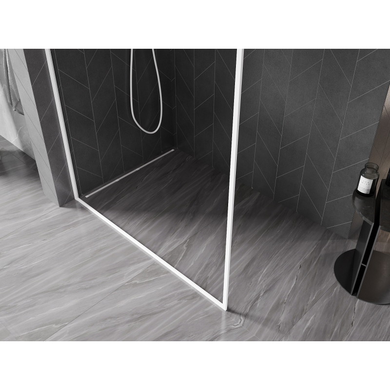 Mexen Kioto-XF Duschwand Walk-in mit Rahmen 50 x 202 cm, transparent 10 mm, weiß - 800-050-104-20-00-X