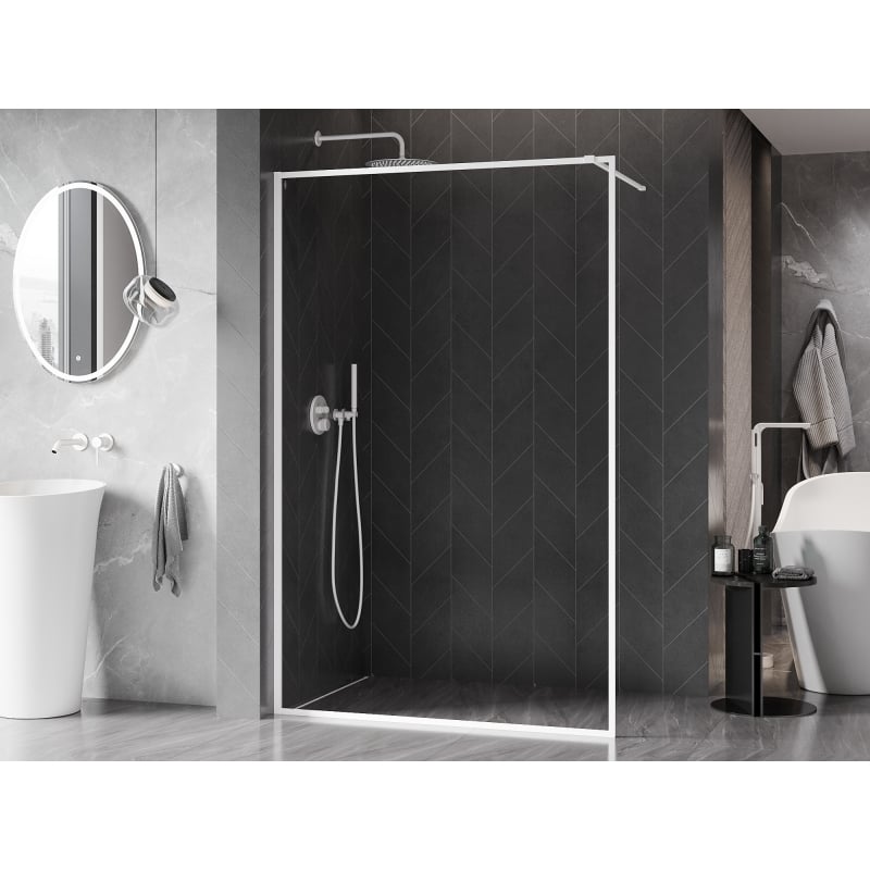 Mexen Kioto-XF Duschwand Walk-in mit Rahmen 160 x 202 cm, transparent 10 mm, weiß - 800-160-104-20-00-X