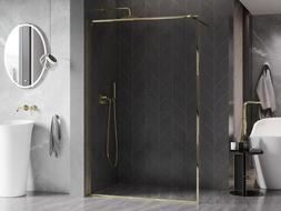 Mexen Kioto-XF Duschwand Walk-in mit Rahmen 100 x 202 cm, transparent 10 mm, gold - 800-100-104-50-00-X