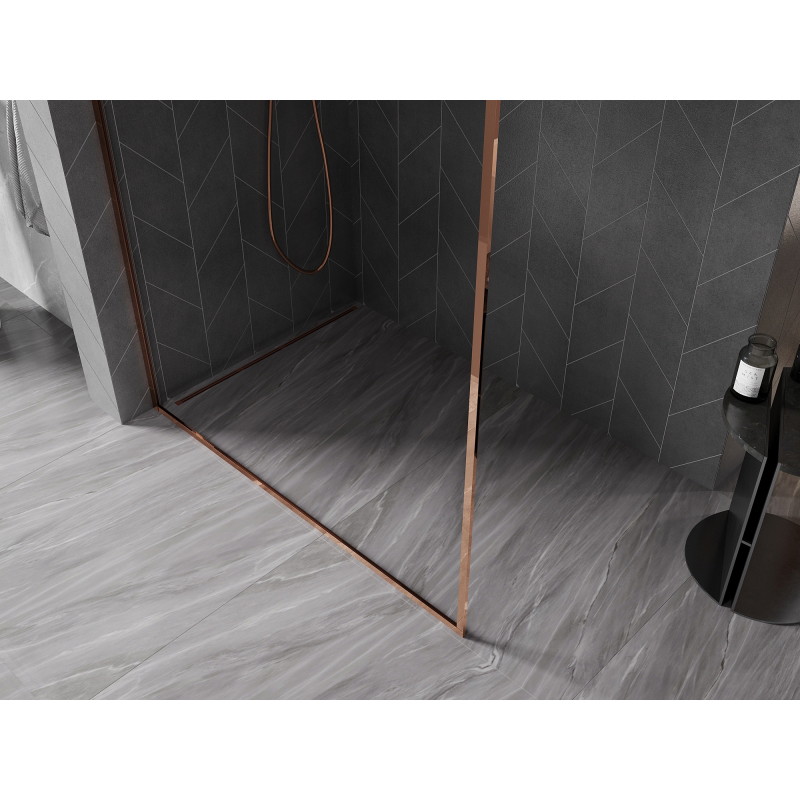 Mexen Kioto-XF Duschwand Walk-in mit Rahmen 110 x 202 cm, transparent 10 mm, Roségold - 800-110-104-60-00-X