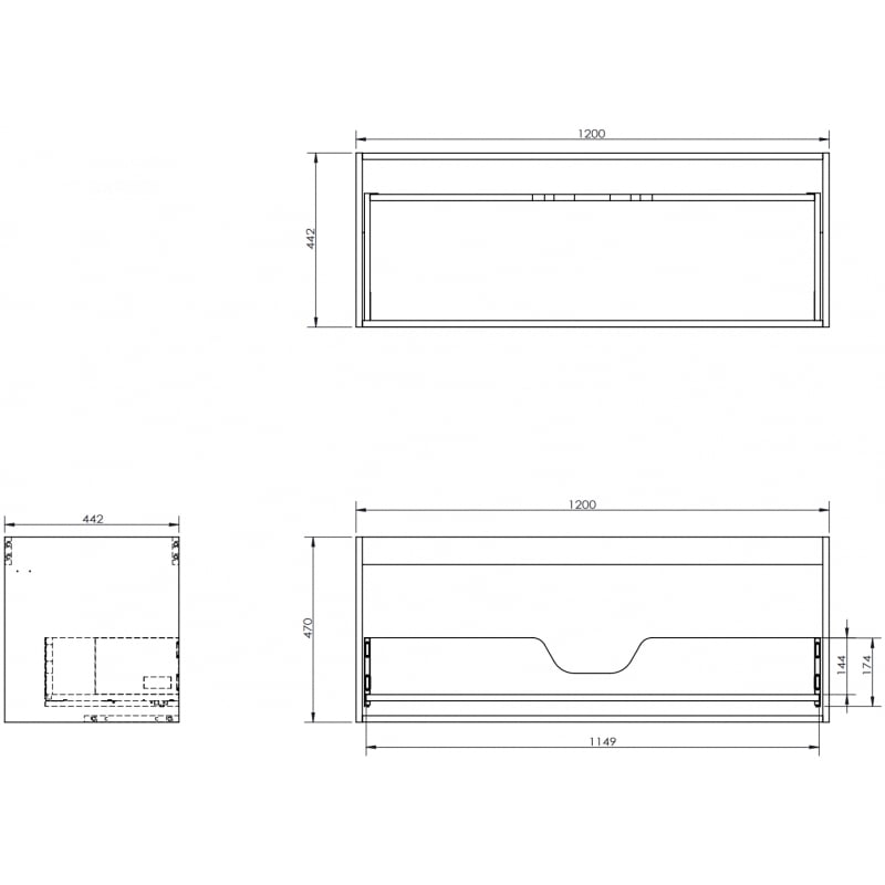 Mexen Box-A Schrankkörper für Waschtisch 120 cm, 1 Schublade, Nuss - 91AX0-1200-470-1-86
