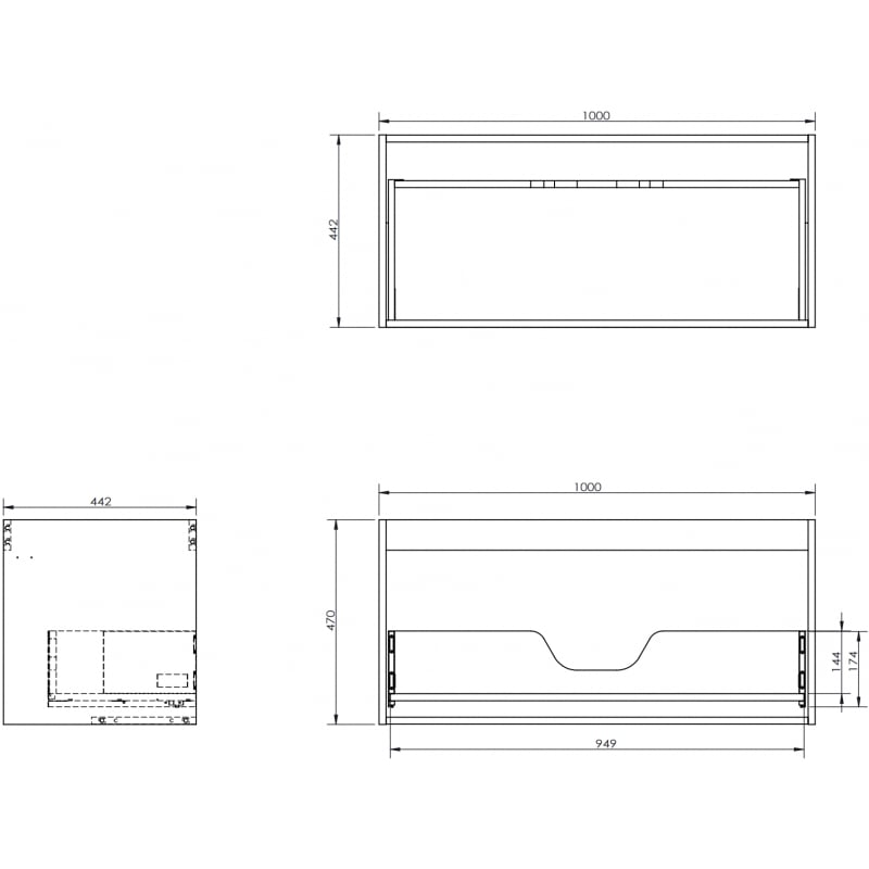 Mexen Box-A Unterschrankkorpus 100 cm, 1 Schublade, Nussbaum - 91AX0-1000-470-1-86