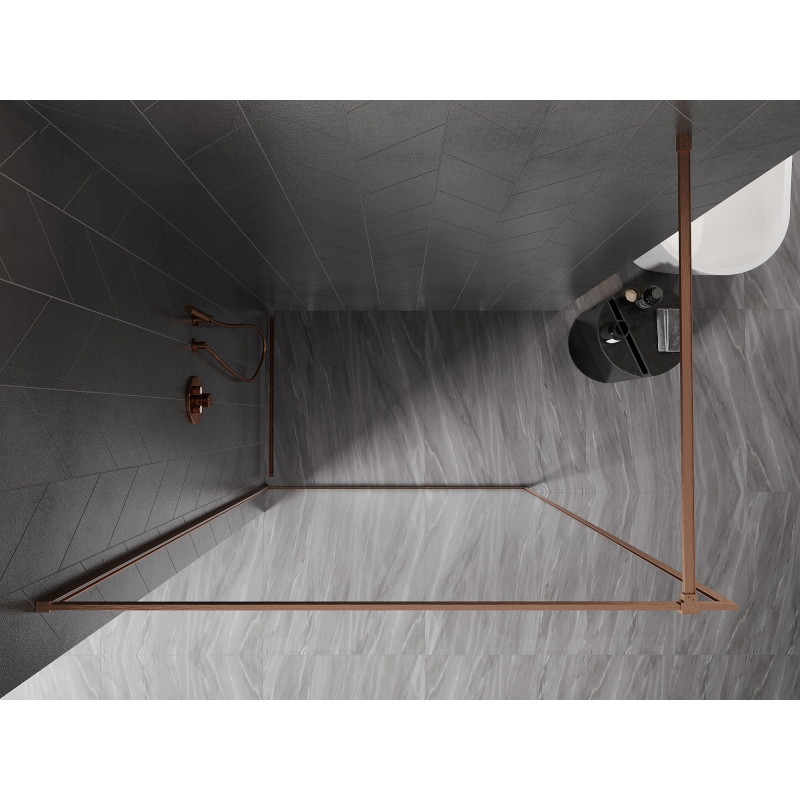 Mexen Kioto-XF Duschwand Walk-in mit Rahmen 140 x 202 cm, transparent 10 mm, gebürstetes Kupfer - 800-140-104-65-00-X