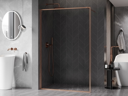 Mexen Kioto-XF Duschwand Walk-in mit Rahmen 150 x 202 cm, transparent 10 mm, gebürstetes Kupfer - 800-150-104-65-00-X