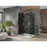 Mexen Omega Schiebeduschkabine 120 x 90 cm, Graphit, Chrom + Flat Duschwanne, Weiß - 825-120-090-01-40-4010