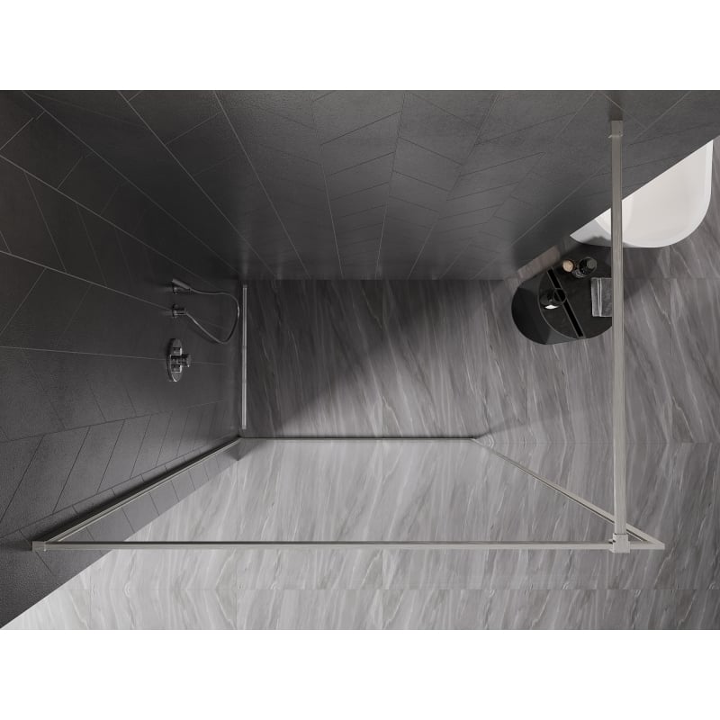 Mexen Kioto-XF Duschwand Walk-in mit Rahmen 90 x 202 cm, transparent 10 mm, gebürsteter Nickel - 800-090-104-97-00-X