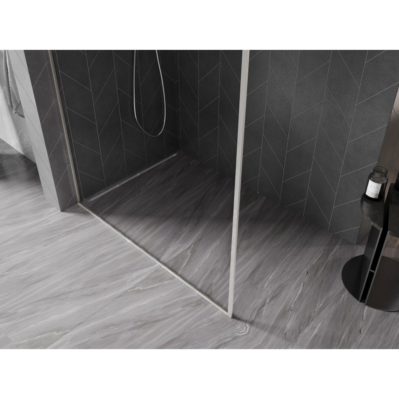 Mexen Kioto-XF Duschwand Walk-in mit Rahmen 140 x 202 cm, transparent 10 mm, gebürsteter Nickel - 800-140-104-97-00-X