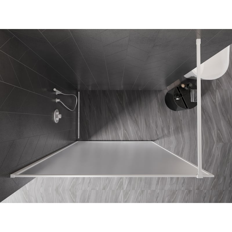 Mexen Kioto-XF Duschwand Walk-in mit Rahmen 70 x 202 cm, satiniert 10 mm, weiß - 800-070-104-20-30-X