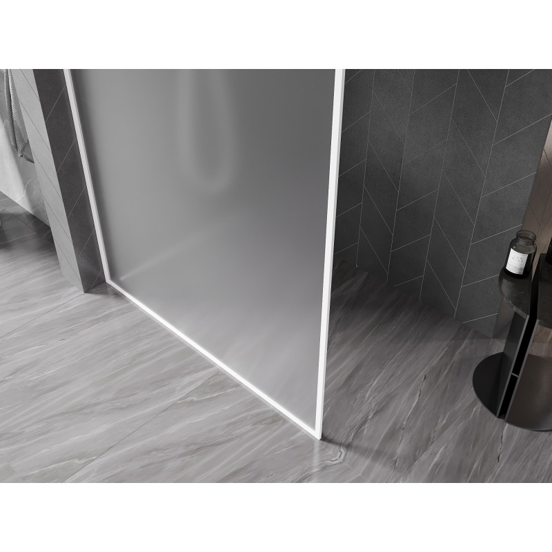 Mexen Kioto-XF Duschwand Walk-in mit Rahmen 110 x 202 cm, mattiert 10 mm, weiß - 800-110-104-20-30-X