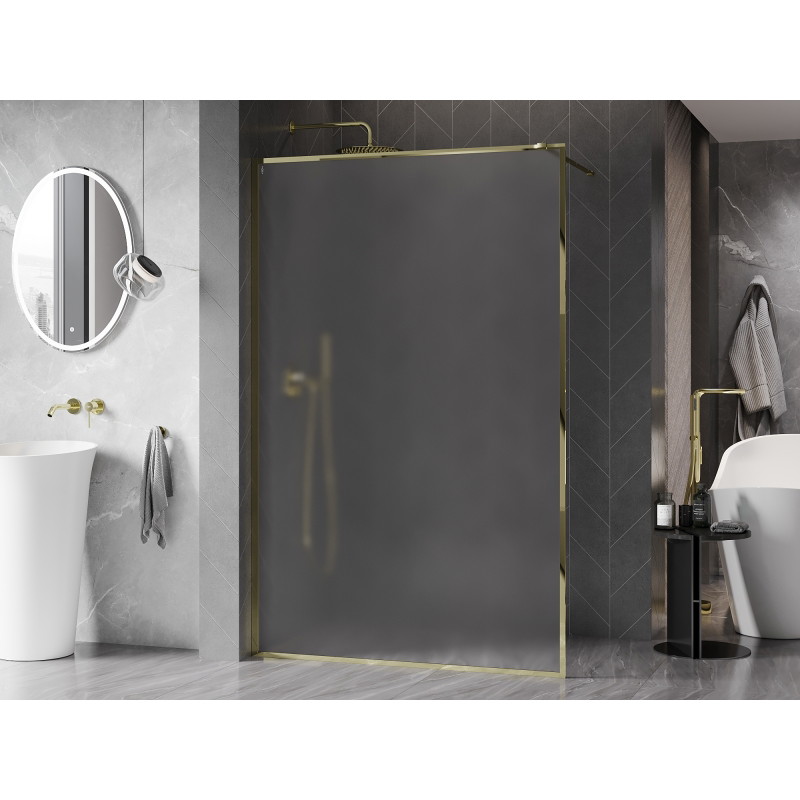 Mexen Kioto-XF Duschwand Walk-in mit Rahmen 70 x 202 cm, matt 10 mm, gold - 800-070-104-50-30-X