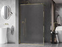 Mexen Kioto-XF Duschwand Walk-in mit Rahmen 110 x 202 cm, mattiert 10 mm, gold - 800-110-104-50-30-X